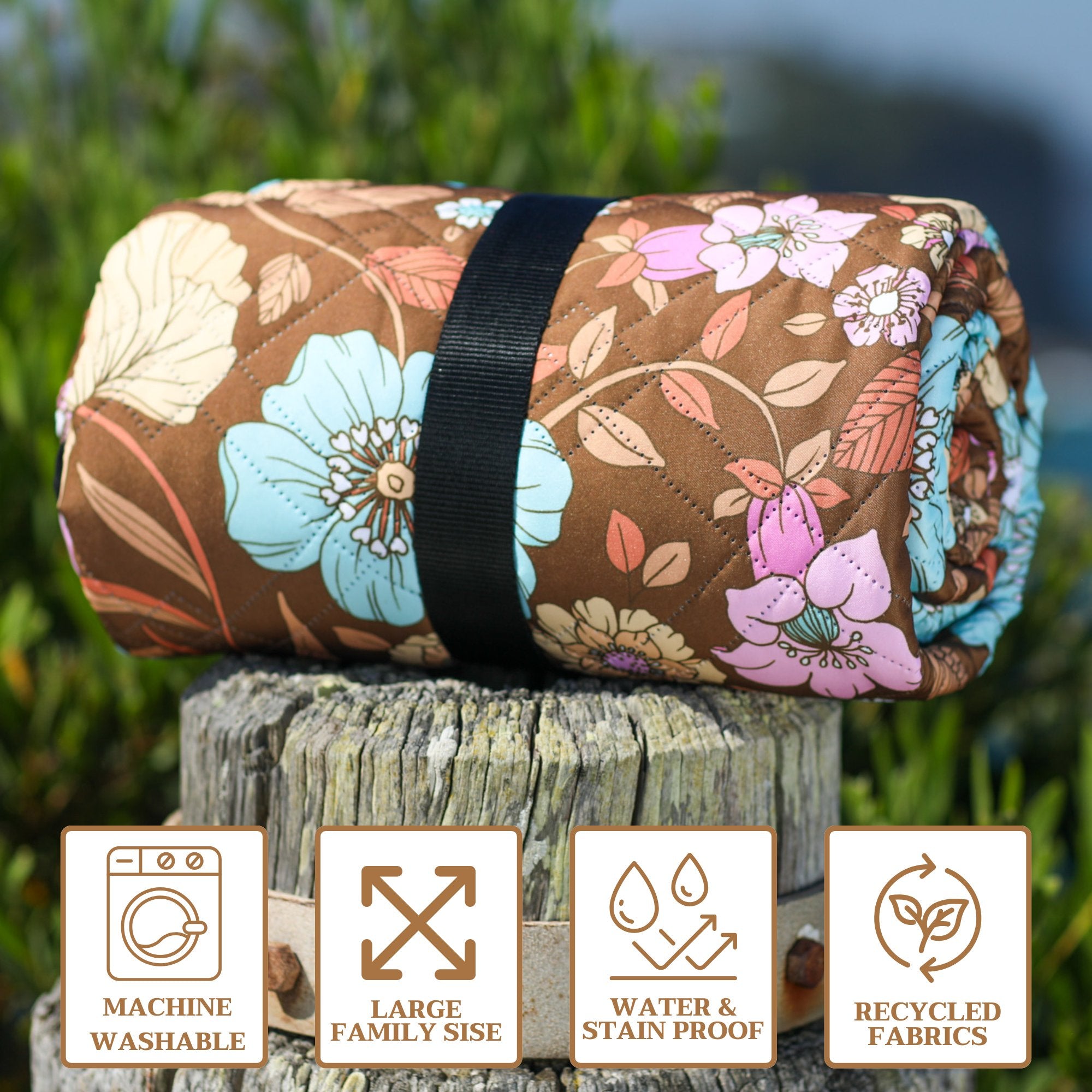 Retro Blooms Picnic Blanket